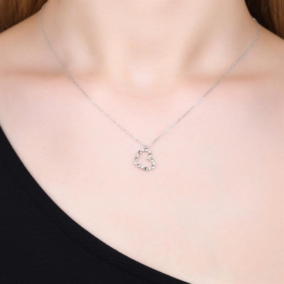 0,05ct Özel Kalp Figürlü Pırlanta Tasarım Kolye - Gelin Damat Diamond