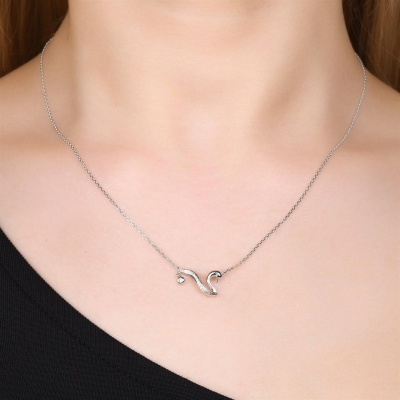 0,06ct Kuğu Figürlü Özel Tasarım Pırlanta Kolye Modeli - Gelin Damat Diamond