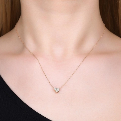 0,07ct Kalp Figürlü Pırlanta Tasarım Kolye Modelleri - Gelin Damat Diamond