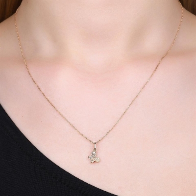 0,07ct Kelebek Figürlü Pırlanta Tasarım Kolye Modelleri - Gelin Damat Diamond