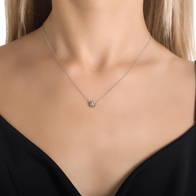 0,15ct Özel Tasarım Tektaş Kolye Modeli - Gelin Damat Diamond