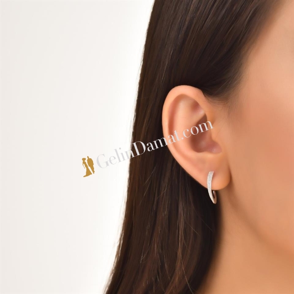 0,16ct Pırlanta Tasarım Halka Küpe Modelleri - 1