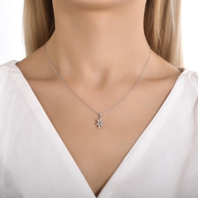 0,17ct Özel Çiçek Figürlü Pırlanta Tasarım Kolye Modelleri - Gelin Damat Diamond