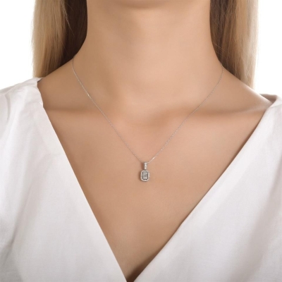 0,23ct Özel Baget Pırlanta Kolye Modelleri - Gelin Damat Diamond
