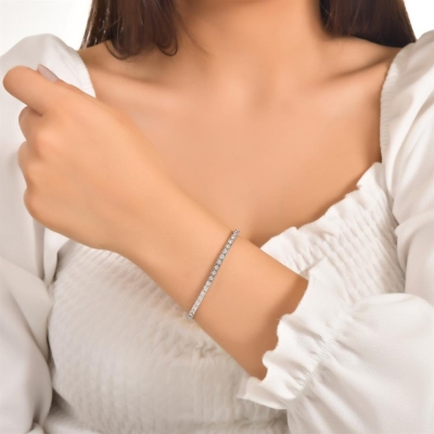 0,34ct Aynalı Özel Desenli Pırlanta Su Yolu Bileklik - Gelin Damat Diamond