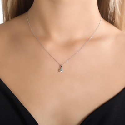 0,37ct Tel Tırnak Tektaş Pırlanta Kolye Modeli - Gelin Damat Diamond