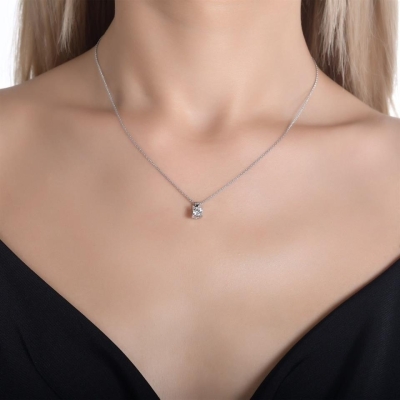 0,40ct Badem Tırnak Tektaş Kolye Modelleri - Gelin Damat Diamond