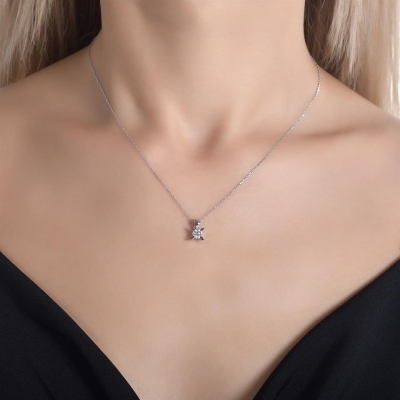 0,43ct Badem Tırnak Tektaş Kolye Modelleri - Gelin Damat Diamond