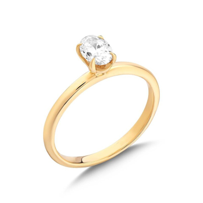 0.52ct Özel Tasarım Oval Pırlanta Tektaş Yüzük Modeli - Gelin Damat Diamond