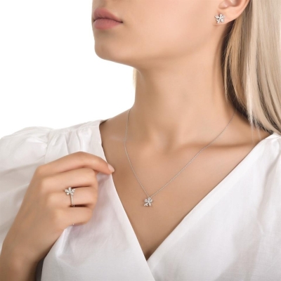 0,56ct Çiçek Figürlü Pırlanta Tasarım Kolye Modeli - Gelin Damat Diamond