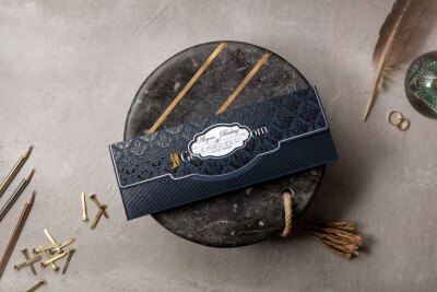 2025 Siyah Yaldızlı Davetiye - GD8259 - Gelin Damat