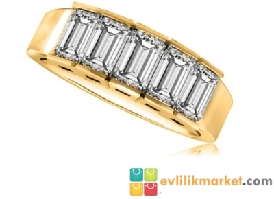 Kare Beştaş Pırlanta Yüzük - 