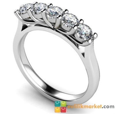 5 Taş Pırlanta Yüzük - 