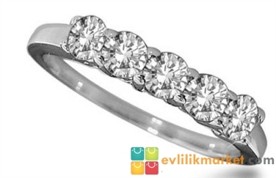 Ucuz Beş Taş Pırlanta Yüzük - 