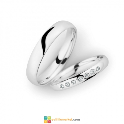 7 Taşlı Alyans Modeli - 3 Gram Altın - Gelin Damat Alyans