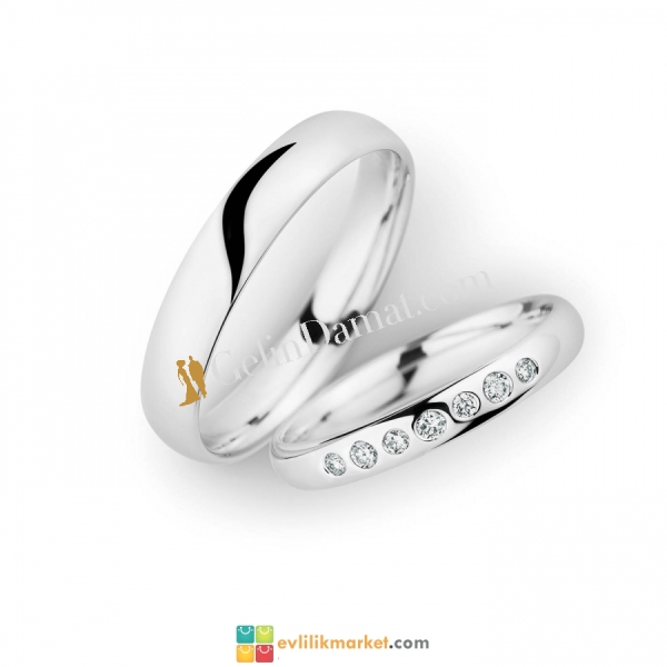 7 Taşlı Alyans Modeli - 3 Gram Altın - 1