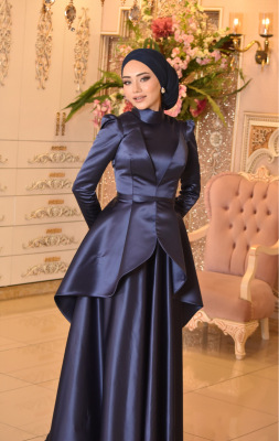 Almina Lacivert Tesettür Abiye - GELİN DAMAT