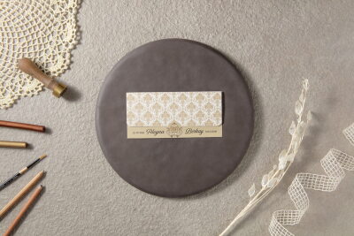 Altın Desenli Zarif Davetiye - GD7046 - Gelin Damat