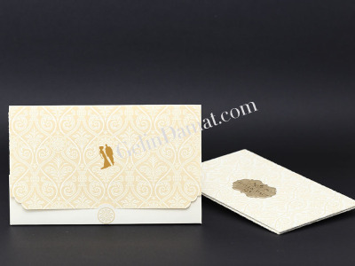 Altın Yaldız Detaylı Desenli Davetiye - GD2003 - Gelin Damat