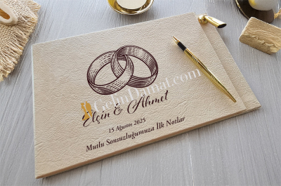 Alyanslar Düğün Anı Defteri - Gelin Damat Anı Defteri