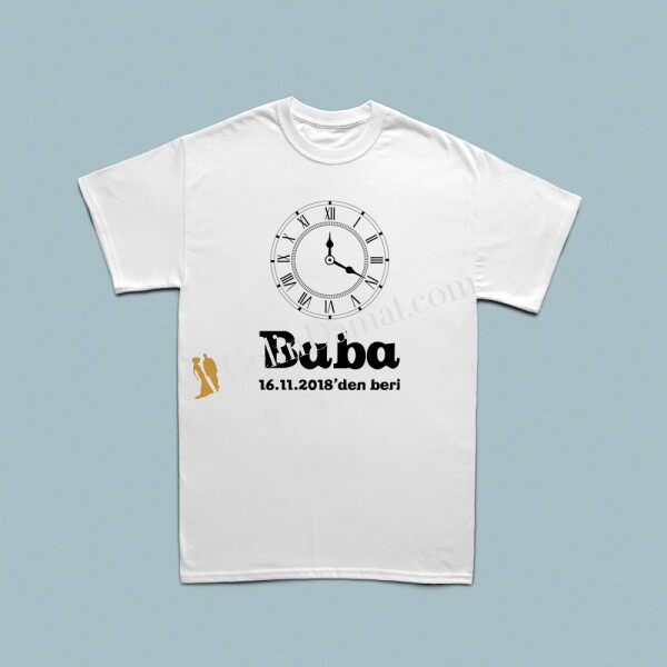 Analog Vintage Saat Tasarımlı Kişiye Özel Tarihli Erkek Tshirt - 1
