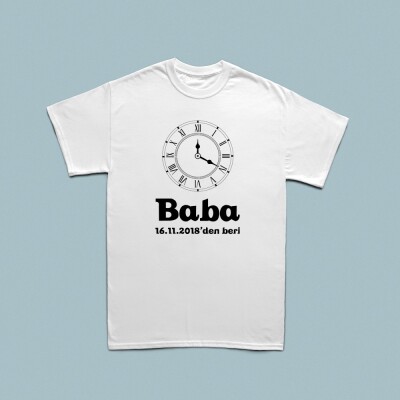 Analog Vintage Saat Tasarımlı Kişiye Özel Tarihli Erkek Tshirt - 