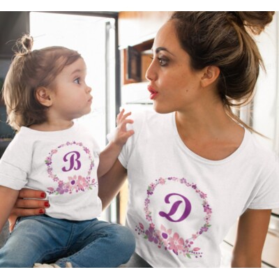 Anne Kız Çiçekli Harfli Set - 