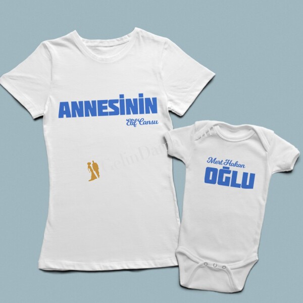 Annesinin Oğlu Kombin Baskılı Tişört ve Bebek Zıbını - 1