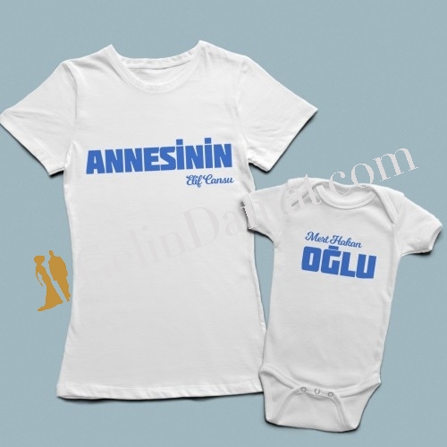 Annesinin Oğlu Kombin Baskılı Tişört ve Bebek Zıbını - 3