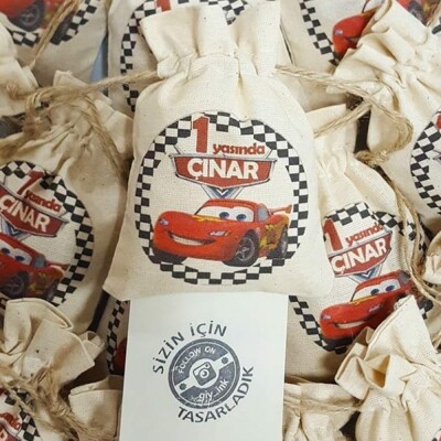 Arabalar temalı doğum günü kutlamalı lavanta kesesi - 