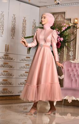 Ayça Pembe Tesettür Abiye - GELİN DAMAT