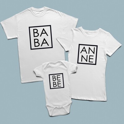 Baba, Anne, Bebe minimal tasarımlı aile set - 