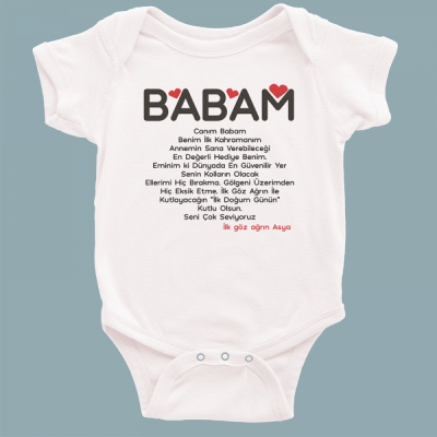 Baba Hediyesi Kişiye Özel Mesajlı Baskılı Body - 