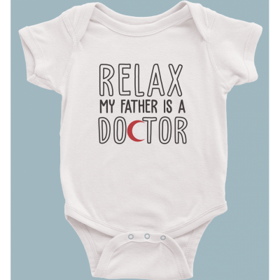 Babam Doktor Yazı Baskılı bebek zıbını - 