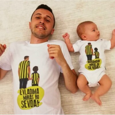 Babamdan Miras Bu Sevda yazılı Baba Çocuk Set - 