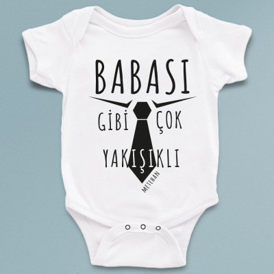 Babası Gibi Yakışıklı baskılı bebek zıbını - 