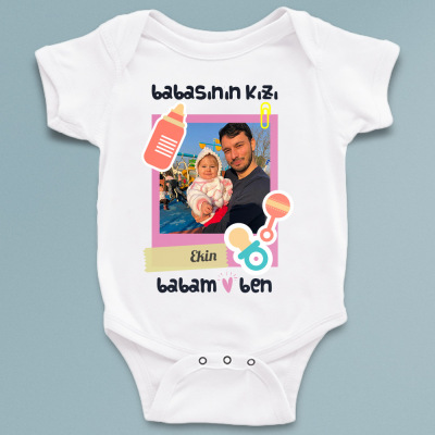 Babasının Kızı/Oğlu - Fotoğraflı Bebek Zıbını - 