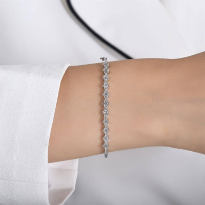 Baget Pırlanta Zarif Tasarım Kelepçe Bileklik Modeli - Gelin Damat Diamond