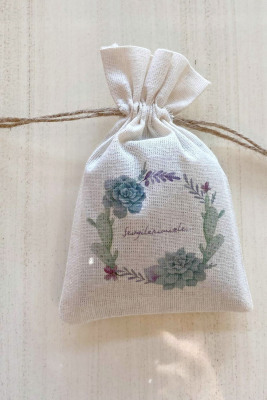 Baskılı Büzgülü Kese - 1028 - Gelin Damat