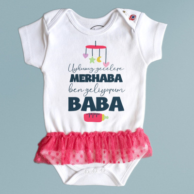 Ben geliyorum baba tütü etekli bebek zıbını - 