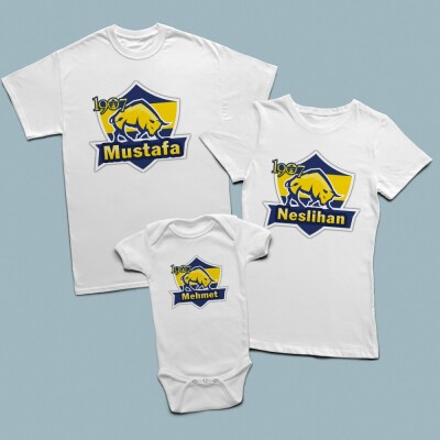 Boğa Figürlü Sarı Lacivert Aile Set - 