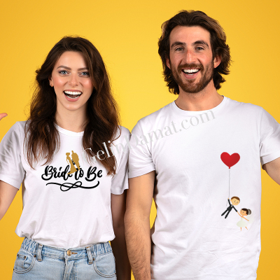 Bride to Be & Gelin Damat Figürlü Çift Tişört Seti - Gelin Damat