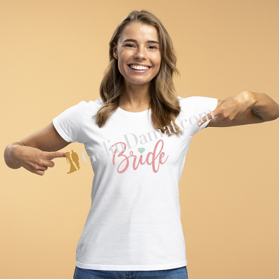 Bride Yazılı Kadın Tişört - Gelin Damat