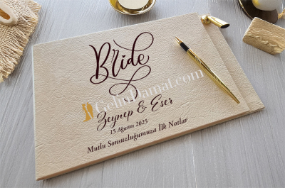 Bride Yazılı Kişiye Özel Anı Defteri - Gelin Damat Anı Defteri