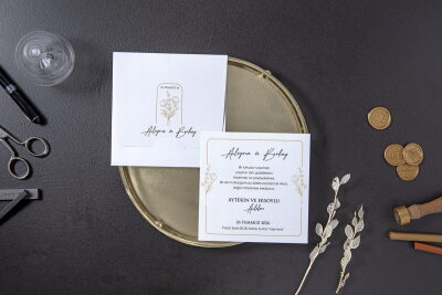 Çiçek Detaylı Modern Davetiye - GD7094 - Gelin Damat