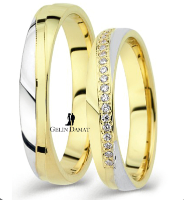 Çift renk alyans modeli - 7 Gram Altın - Gelin Damat Alyans