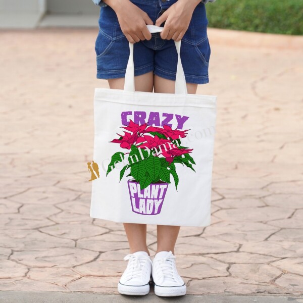 Crazy plant lady canvas çanta - 1