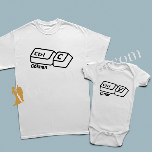 Ctrl-C Ctrl-V 3D tuş görünümlü baba çocuk set - 2