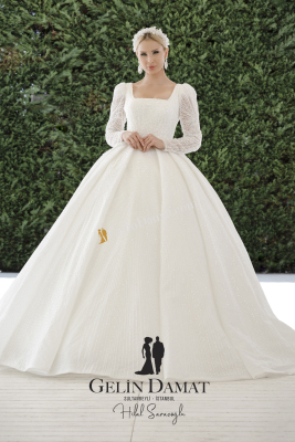 Dantel İşlemeli Prenses Kesim Gelinlik - 