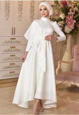 Defne Beyaz Tesettür Abiye - Gelin Damat